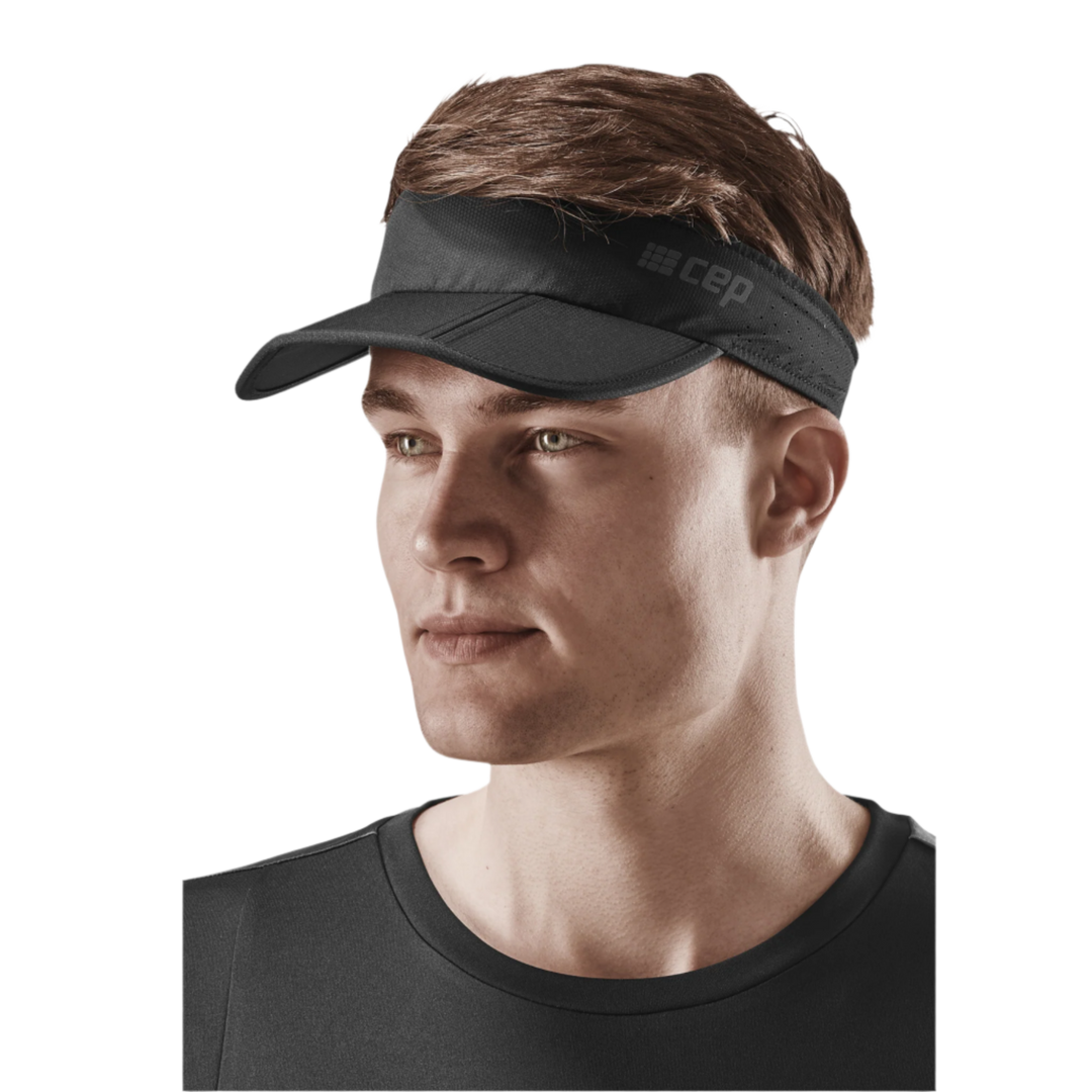 Run Visor, Black, Front View Model, Men