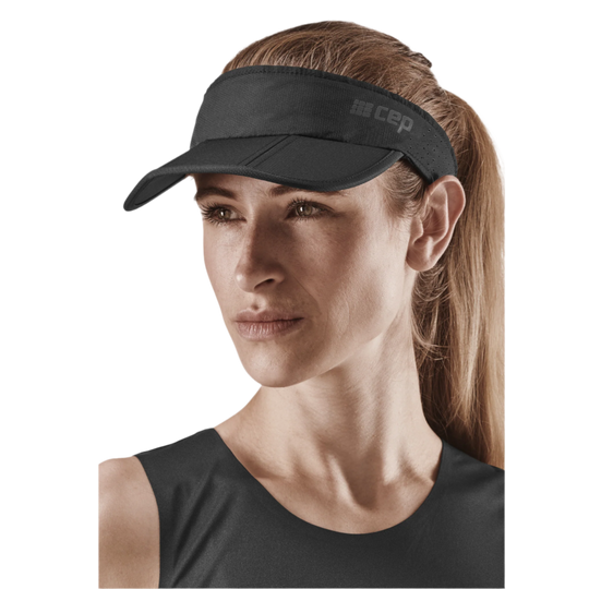 Run Visor, Black, Front View Model, Women