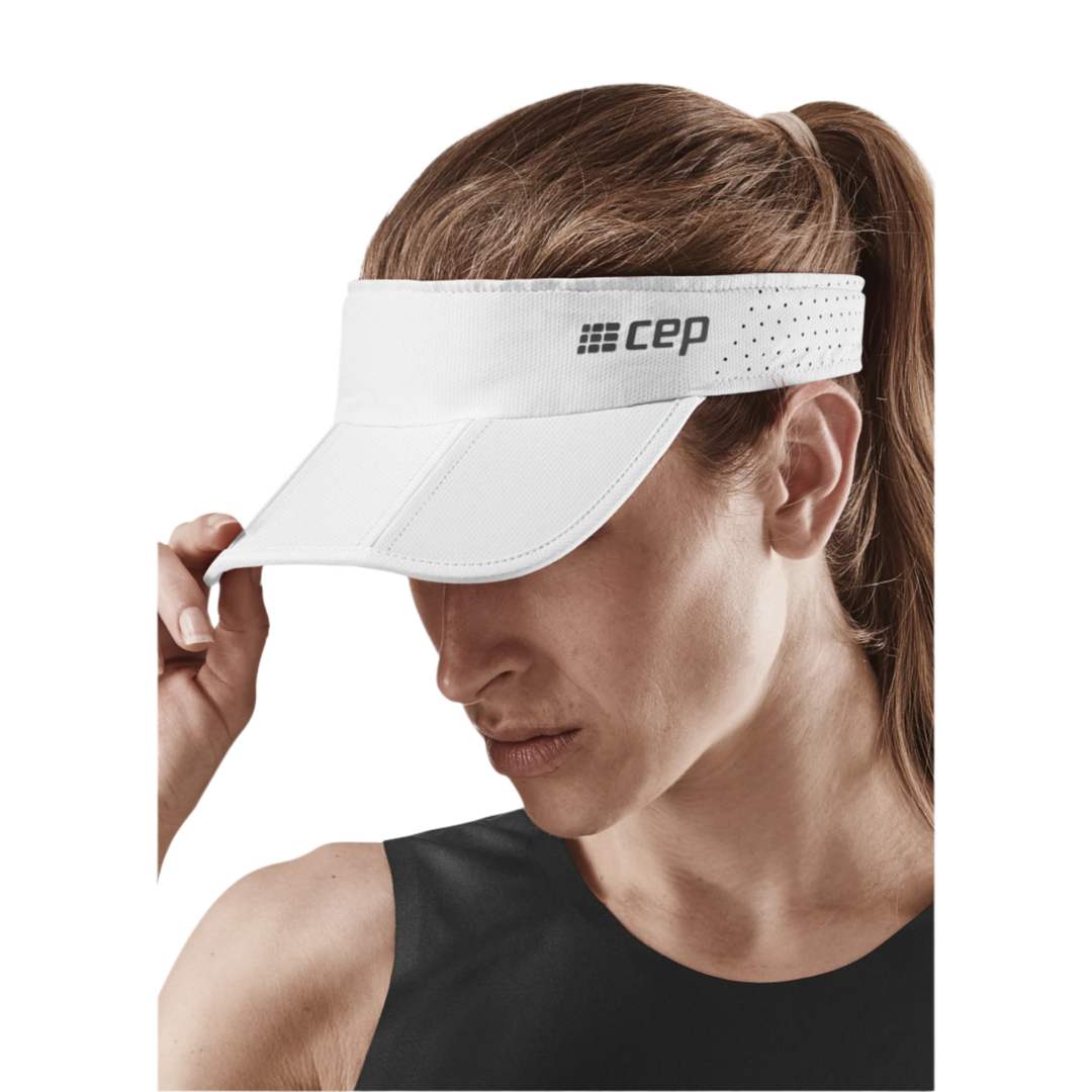 Run Visor, White, Front Alternate View Model, Women