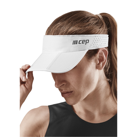 Run Visor, White, Front Alternate View Model, Women