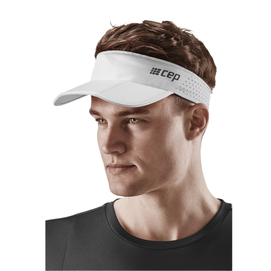 Run Visor, White, Front View Model, Men