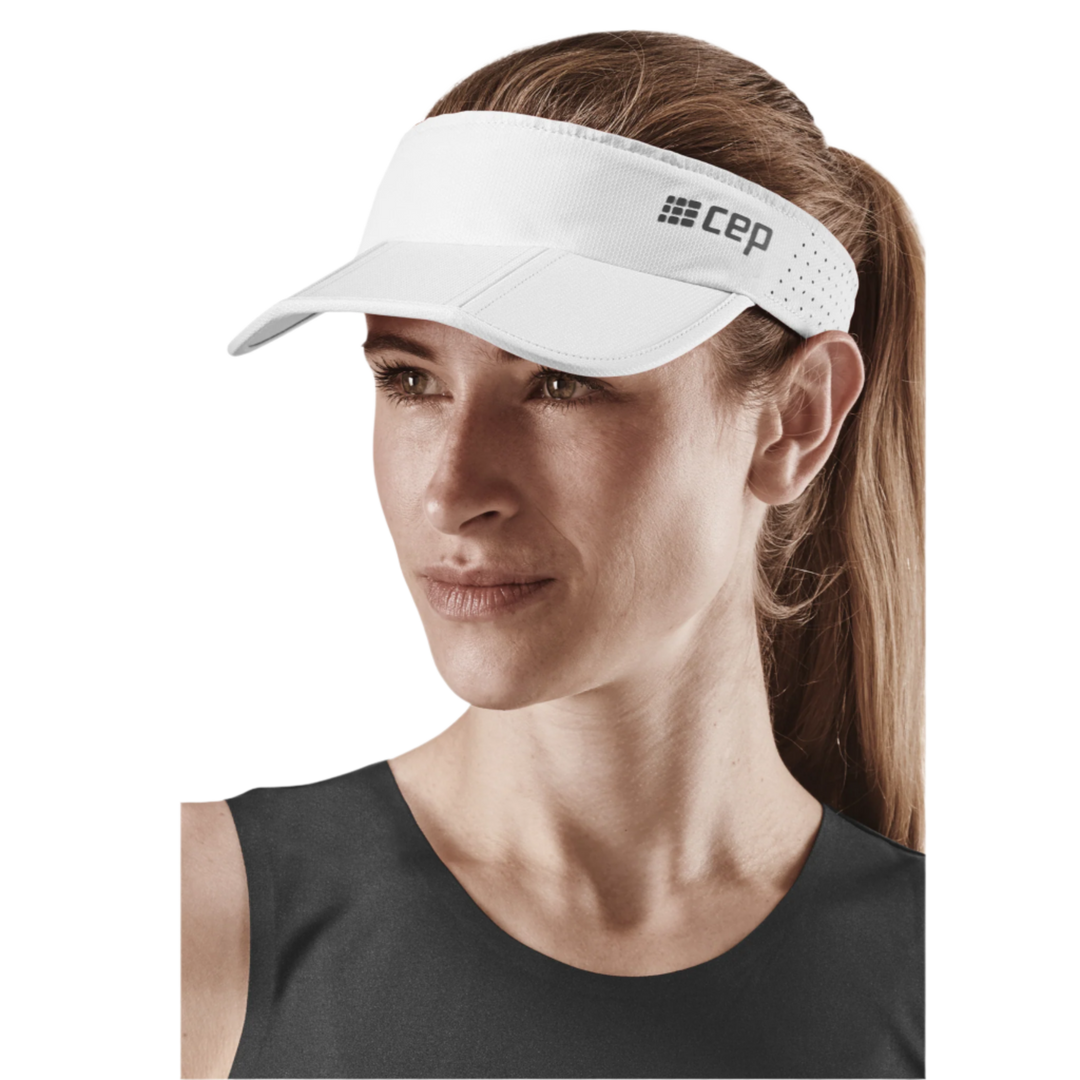 Run Visor, White, Front View Model, Women