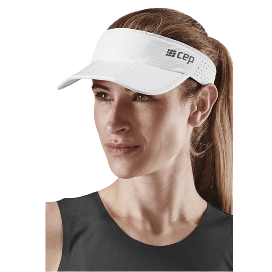 Run Visor, White, Front View Model, Women