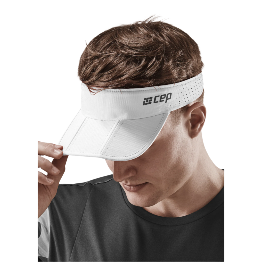 Run Visor, White, Front Alternate View Model, Men