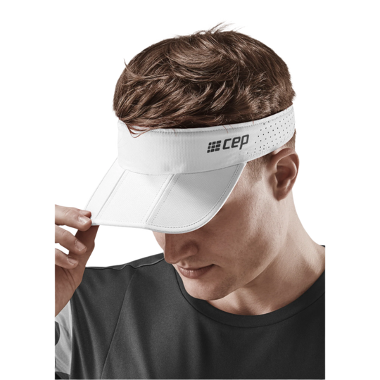 Run Visor, White, Front Alternate View Model, Men