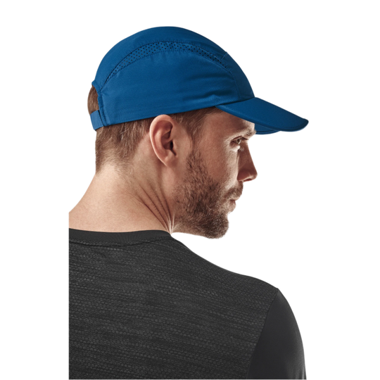 Run Cap, Blue, Back View Model, Men