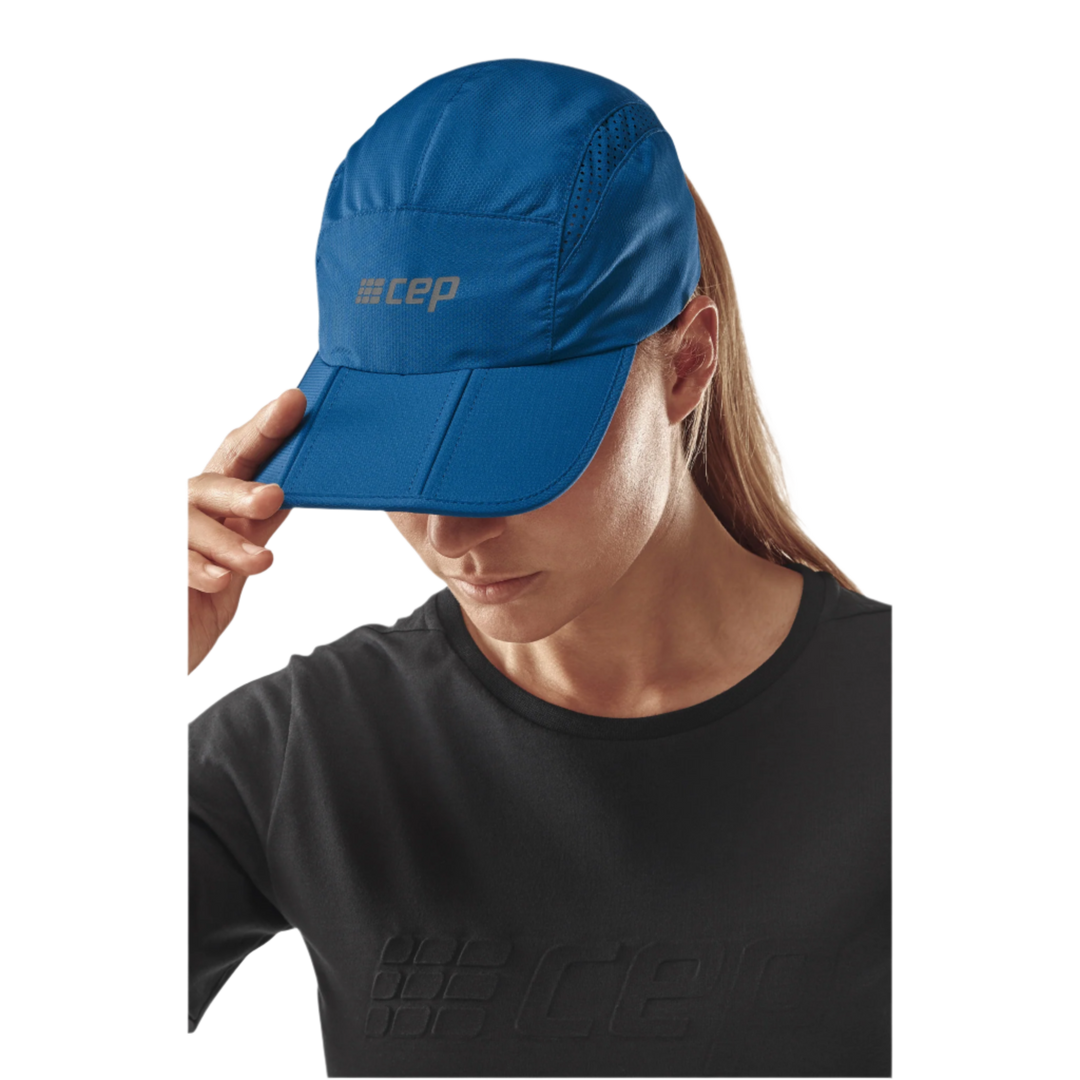 Run Cap, Blue, Front Alternate View Model, Women