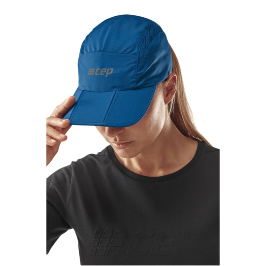 Run Cap, Blue, Front Alternate View Model, Women