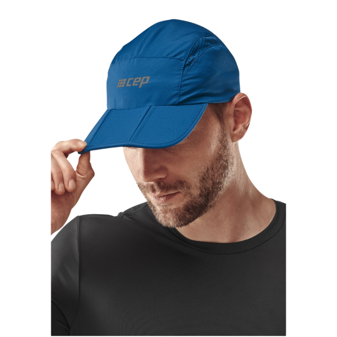 Run Cap, Blue, Front Alternate View Model, Men