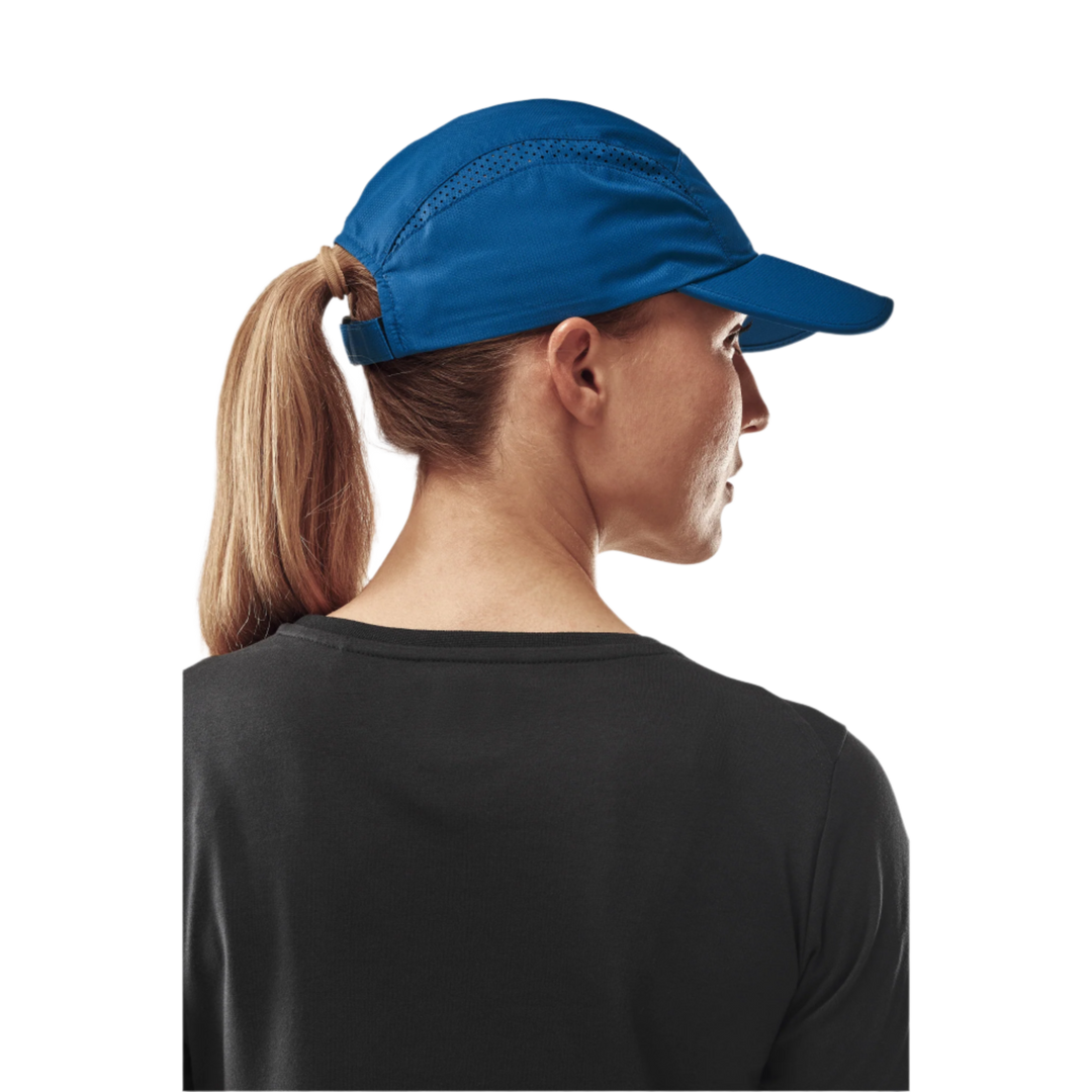 Run Cap, Blue, Back View Model, Women