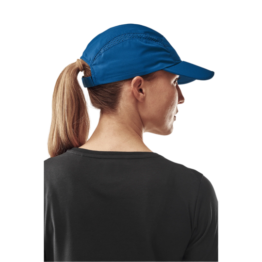 Run Cap, Blue, Back View Model, Women