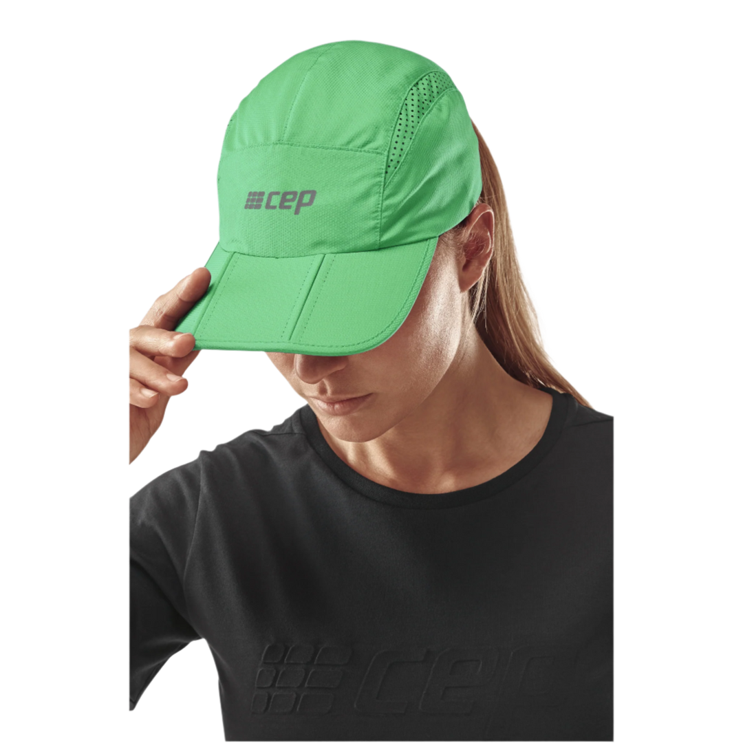 Run Cap, Green, Front Alternate View Model, Women