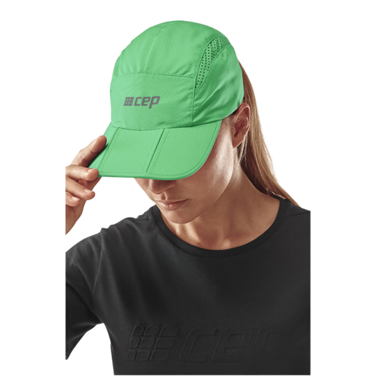 Run Cap, Green, Front Alternate View Model, Women