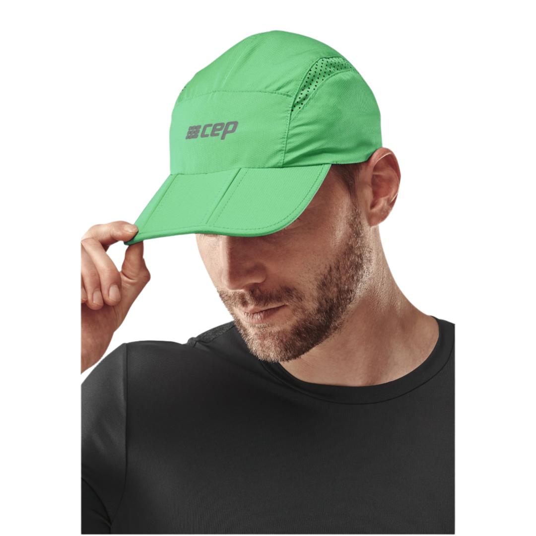 Run Cap, Green, Front Alternate View Model, Men