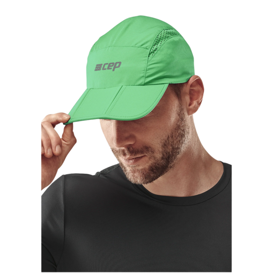 Run Cap, Green, Front Alternate View Model, Men