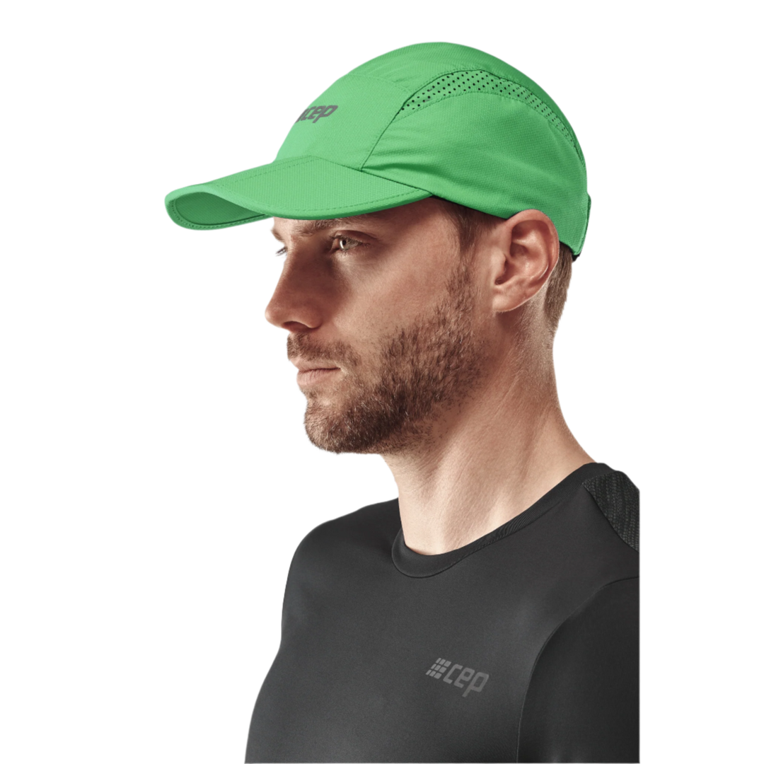 Run Cap, Green, Side View Model, Men