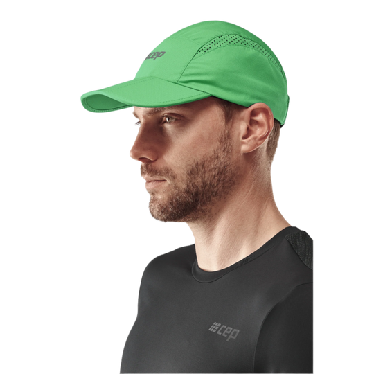 Run Cap, Green, Side View Model, Men