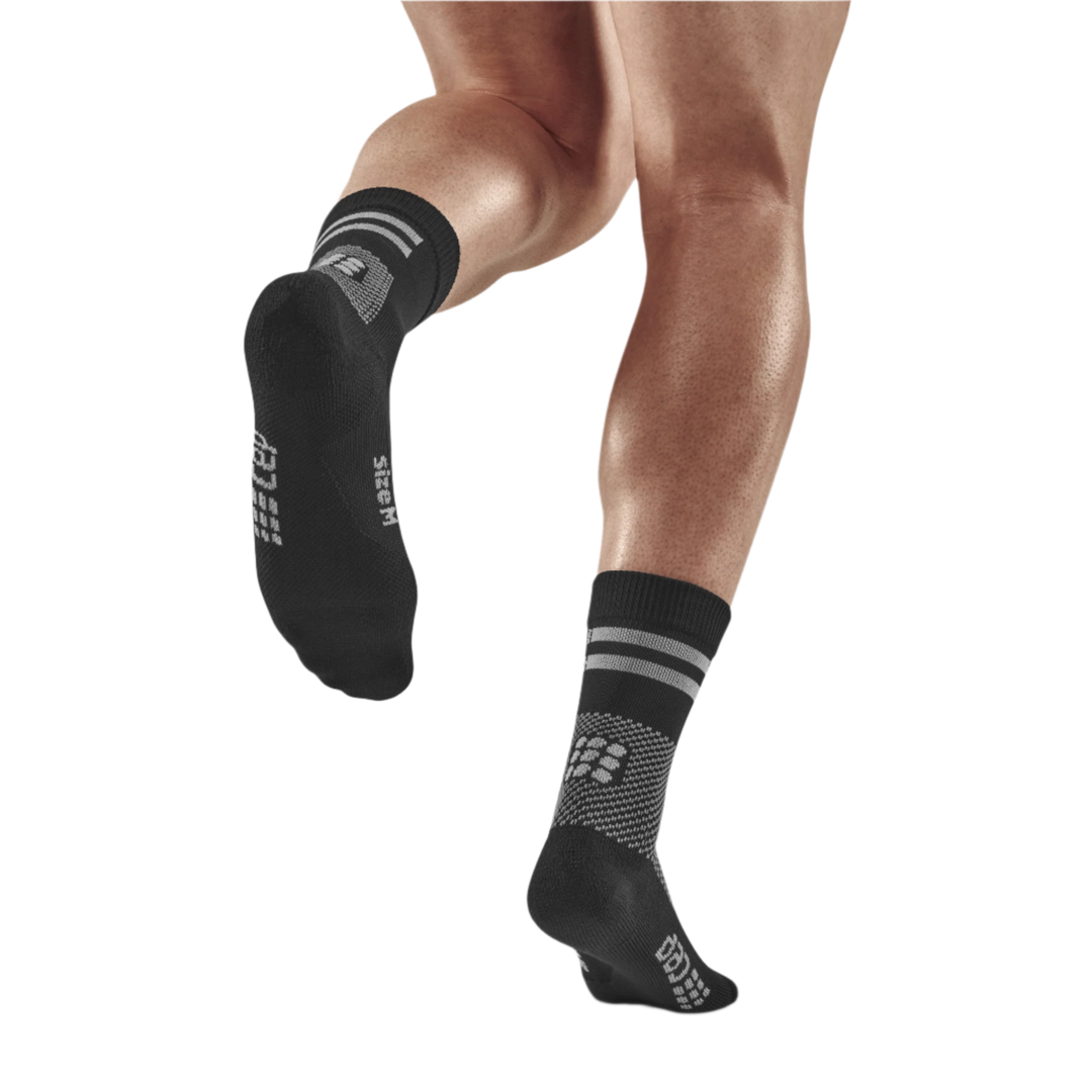 Training Mid Cut Compression Socks, Men, Black Training, Back-View Model