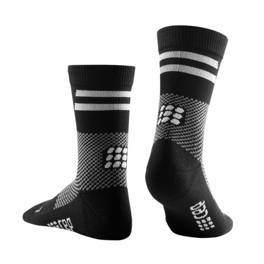 Training Mid Cut Compression Socks, Men, Black Training, Back View