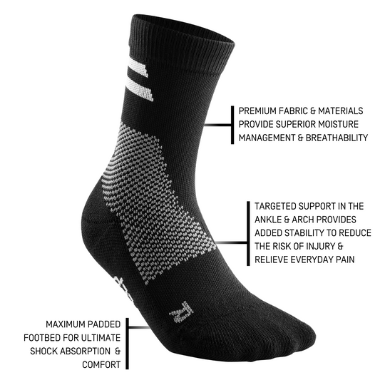 Training Mid Cut Compression Socks, Men, Black Training, Details