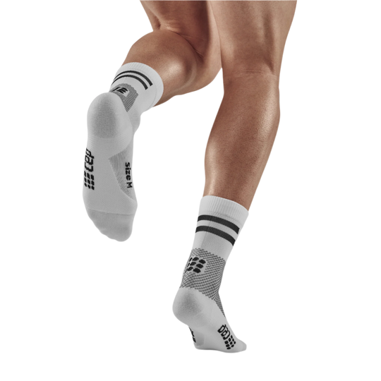 Training Mid Cut Compression Socks, Men, White Training, Back-View Model