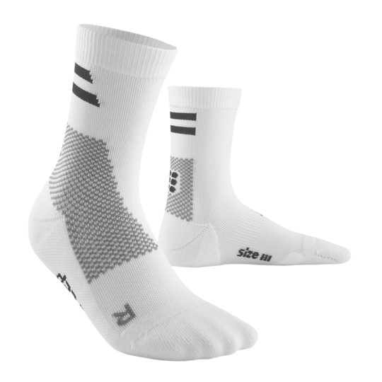 Training Mid Cut Compression Socks, Men, White Training, Front View