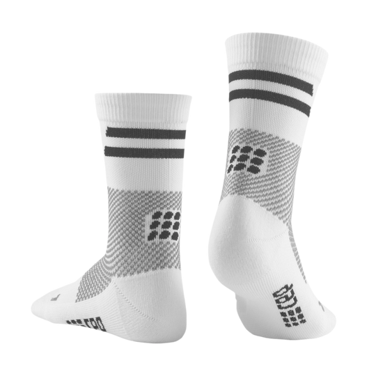 Training Mid Cut Compression Socks, Men, White Training, Back View