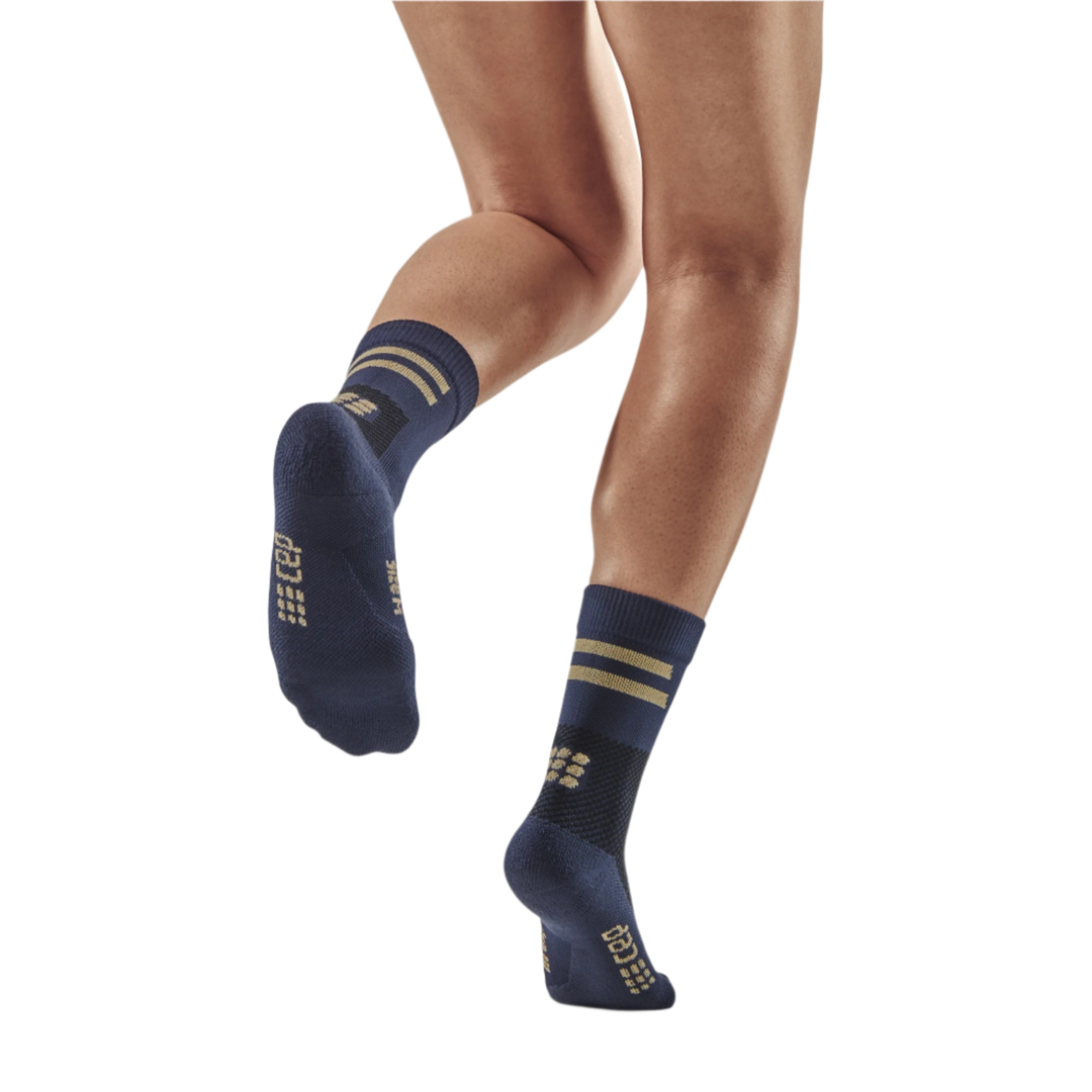 Training Mid Cut Compression Socks, Women, Peacoat Training, Back-View Model