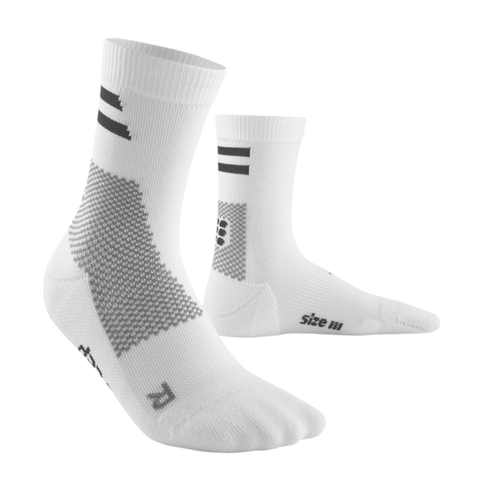 Training Mid Cut Compression Socks, Women, White Training, Front View