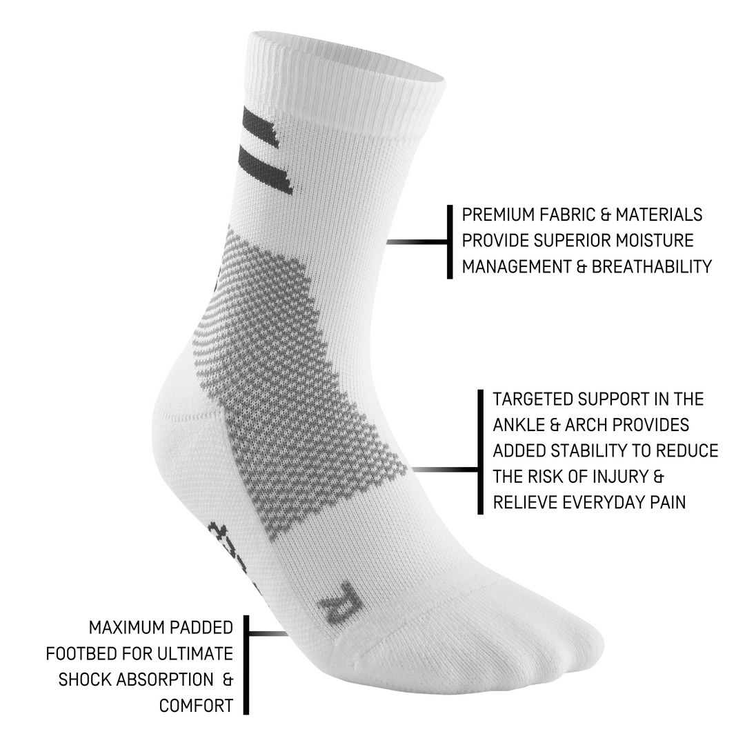 Training Mid Cut Compression Socks, Women, White Training, Details