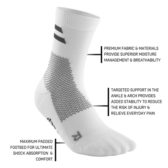 Training Mid Cut Compression Socks, Women, White Training, Details