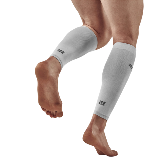 Ultralight Compression Calf Sleeves, Men, Carbon/White, Back View Model