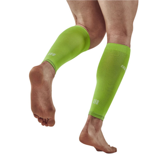 Ultralight Compression Calf Sleeves, Men, Flash Green, Back View Model