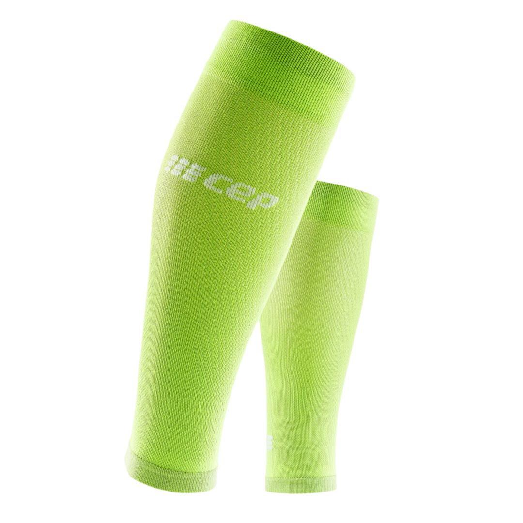 Ultralight Compression Calf Sleeves, Men, Flash Green, Front View