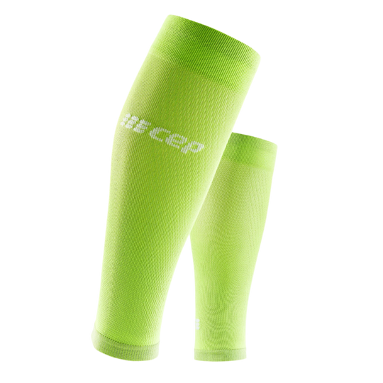 Ultralight Compression Calf Sleeves, Men, Flash Green, Front View