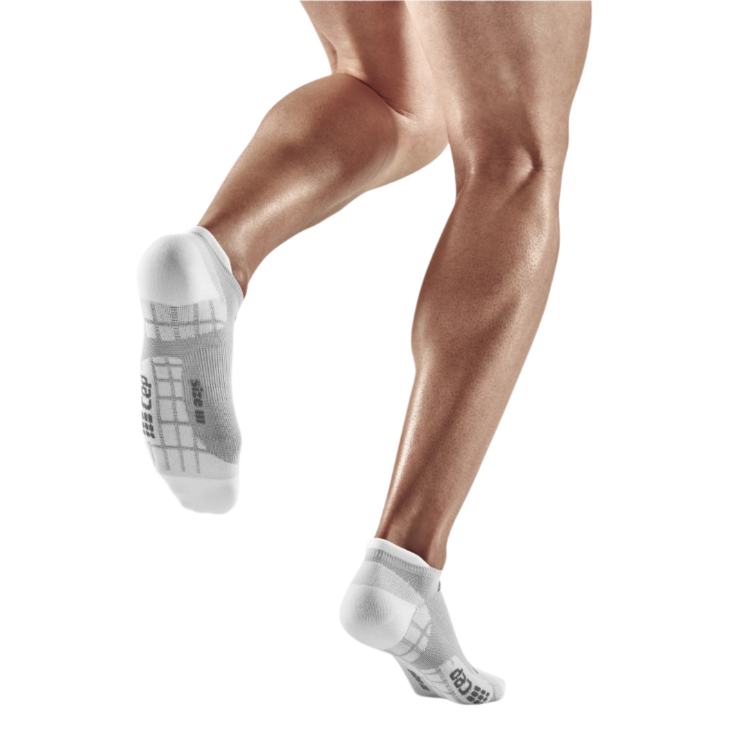 Ultralight No Show Compression Socks, Men, Carbon/White, Back View Model